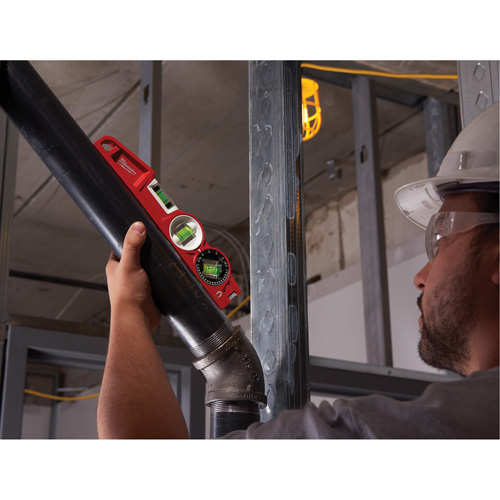 Die Cast Torpedo Level with 360 Degree Locking Vial, 10" L, Aluminum, 3 Vials, Magnetic Helyx Safety & Industrial Supplies
