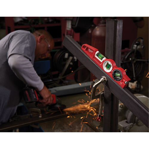 Die Cast Torpedo Level with 360 Degree Locking Vial, 10" L, Aluminum, 3 Vials, Magnetic Helyx Safety & Industrial Supplies