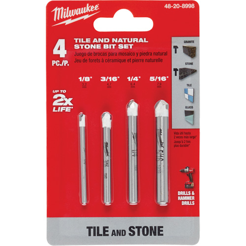 Natural Stone Bit Set, 4 Pieces, Carbide Helyx Safety & Industrial Supplies