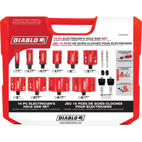 Ensemble de scie-cloche bim&eacute;tallique pour &eacute;lectricien, 16 morceaux Helyx Safety & Industrial Supplies