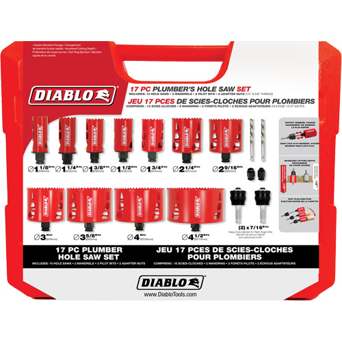 Plumber's Bi-Metal Hole Saw Set, 17 Pieces Helyx Safety & Industrial Supplies