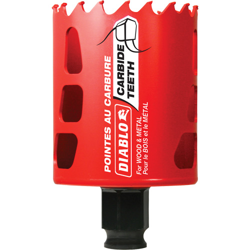 Wood & Metal Hole Saw, 2-1/4", 2-3/8" Depth of Cut, Carbide Helyx Safety & Industrial Supplies