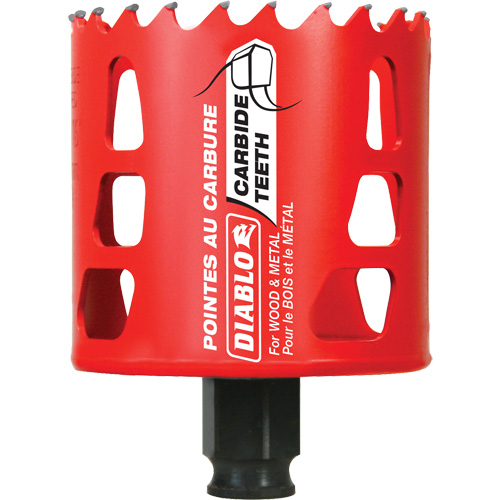 Wood & Metal Hole Saw, 2-11/16", 2-3/8" Depth of Cut, Carbide Helyx Safety & Industrial Supplies