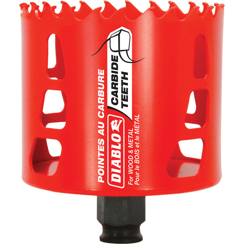 Wood & Metal Hole Saw, 3-1/8", 2-3/8" Depth of Cut, Carbide Helyx Safety & Industrial Supplies