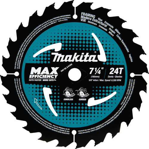 Carbide-Tipped Max Efficiency Framing Circular Saw Blade, 7-1/4", 24 Teeth, Wood Use Helyx Safety & Industrial Supplies
