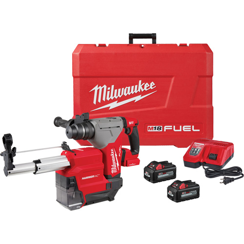 M18 Fuel SDS Plus Rotary Hammer with Hammervac Dust Extractor Kit, 18 V, 1-1/8" - 3", 800 RPM Helyx Safety & Industrial Supplies