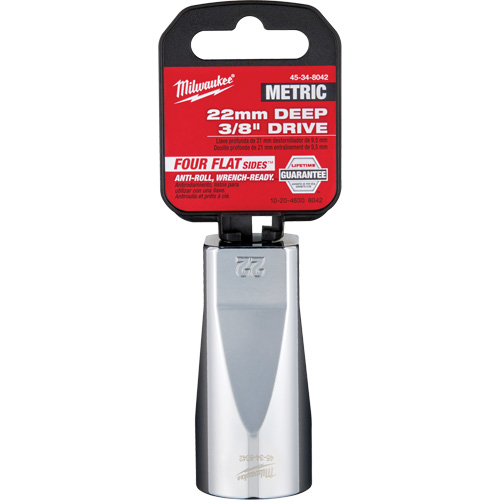 Metric Socket with Four Flat Sides, 22 mm, 3/8" Drive, 6 Points, Deep Helyx Safety & Industrial Supplies