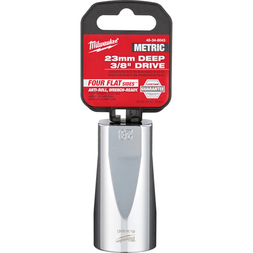 Metric Socket with Four Flat Sides, 23 mm, 3/8" Drive, 6 Points, Deep Helyx Safety & Industrial Supplies