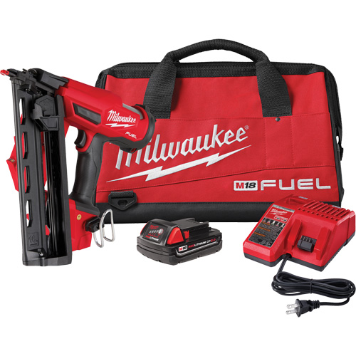 M18 Fuel 16 Gauge Angled Finish Nailer Kit, 18 V, Lithium-Ion Helyx Safety & Industrial Supplies