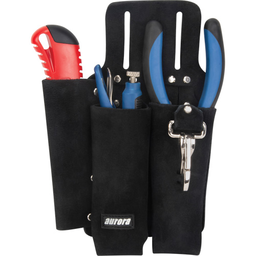 Lineman's Tool Pouch, Multiple Tool Holder, Leather, 3 Pockets Helyx Safety & Industrial Supplies