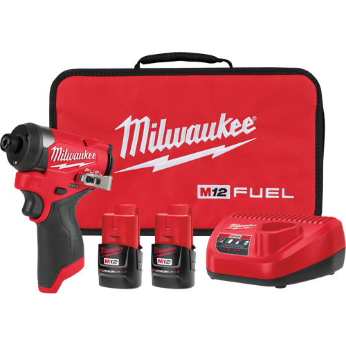 M12 Fuel Hex Impact Driver Kit, 1/4", 1500 in-lbs Max. Torque, 12 V, Lithium-Ion Helyx Safety & Industrial Supplies
