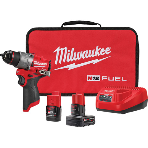 Ensemble perceuse/visseuse M12 Fuel, Lithium-ion, 12 V, Mandrin 1/2", Couple 400 lb-po Helyx Safety & Industrial Supplies