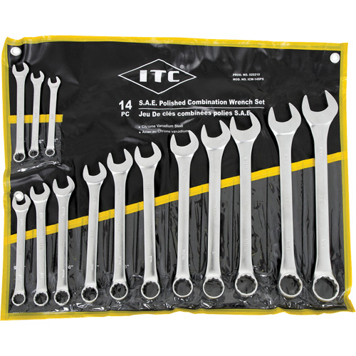 ICW-14PS Polished Wrench Set, Combination, 14 Pieces, Imperial Helyx Safety & Industrial Supplies