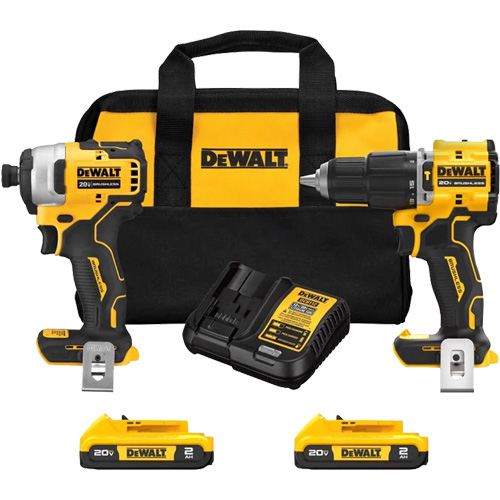 Atomic Cordless & Brushless Two-Tool Combo Kit, Lithium-Ion, 20 V Helyx Safety & Industrial Supplies