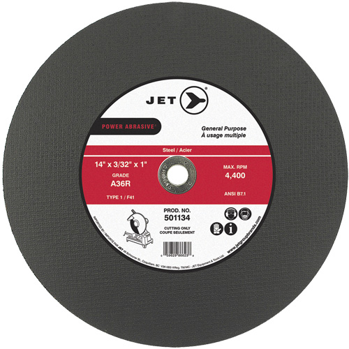 Meule &agrave; tronçonner Power Abrasive A36R, 14" x 3/32", Arbre de 1", Type 1, 4400 Tr/min Helyx Safety & Industrial Supplies