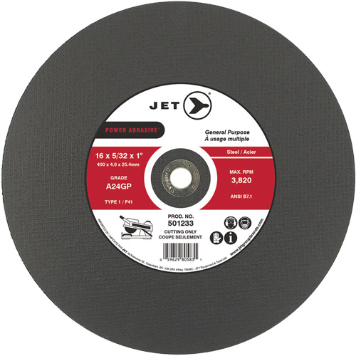 Meule &agrave; tronçonner Power Abrasive A24GP, 20" x 5/32", Arbre de 1", Type 1, 3000 Tr/min Helyx Safety & Industrial Supplies