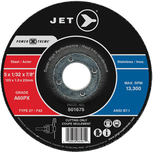 Meule &agrave; tronçonner Power-Xtreme A60PX, 4-1/2" x 3/64", Arbre de 7/8", Type 27, 13 300 Tr/min Helyx Safety & Industrial Supplies