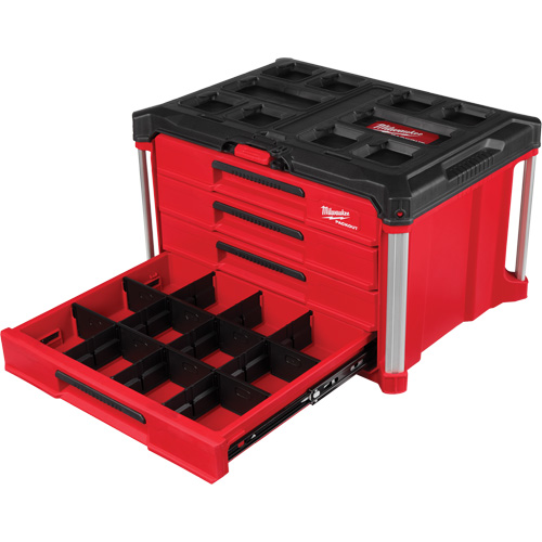 Boîte &agrave; outils avec 4 tiroirs PackOut, 16-3/10" x 22-1/5" x 14-3/10", Rouge Helyx Safety & Industrial Supplies
