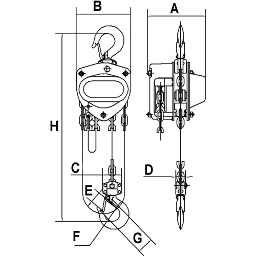 KCH Series Chain Hoists, 20' Lift, 2200 lbs. (1 tons) Capacity, Alloy Steel Chain Helyx Safety & Industrial Supplies