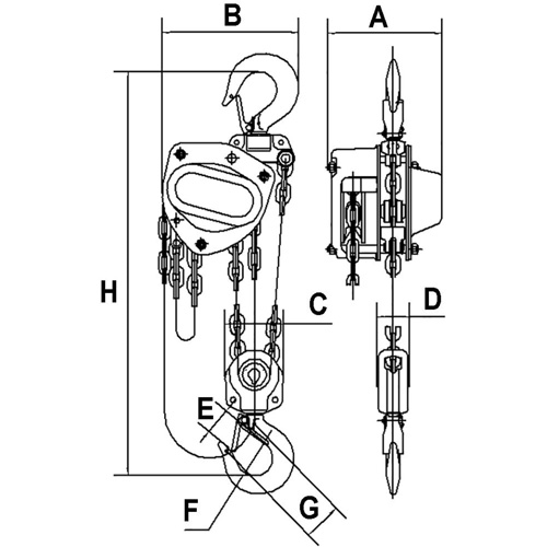 KCH Series Chain Hoists, 10' Lift, 11000 lbs. (5 tons) Capacity, Alloy Steel Chain Helyx Safety & Industrial Supplies