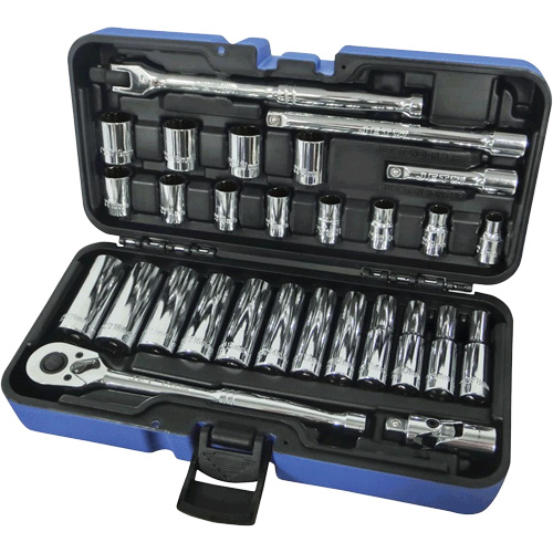 Jeux Rochets & douilles &agrave; 12 pans combin&eacute;s, 30 Mcx, Prise de 3/8", Profond Helyx Safety & Industrial Supplies