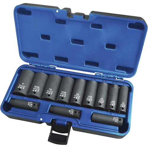 PS1238D Jeux - douilles, 12 Mcx, Chocs, Prise de 3/8", Profond Helyx Safety & Industrial Supplies