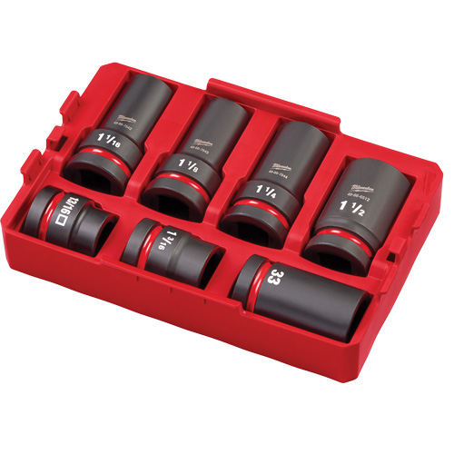 Jeu de douilles SAE & m&eacute;triques Packout Shockwave Impact Duty pour l'entrtien de roues, 7 Morceaux, Prise de 1" Helyx Safety & Industrial Supplies