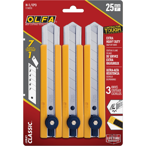 H-1 Classic Extra Heavy-Duty Utility Knife with Rubber Grip Inset, 25 mm Helyx Safety & Industrial Supplies
