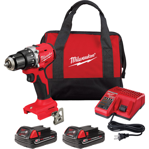 M18 Compact Brushless Hammer Drill/Driver Kit, Lithium-Ion, 18 V, 1/2" Chuck, 550 in-lbs Torque Helyx Safety & Industrial Supplies