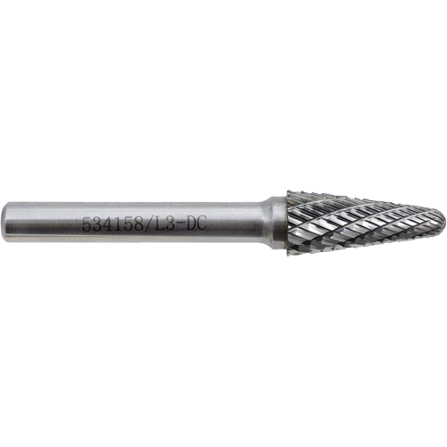L3-DC JET-KUT Taper Shape Bur 9 (Radius End), 3/8" Dia. Helyx Safety & Industrial Supplies