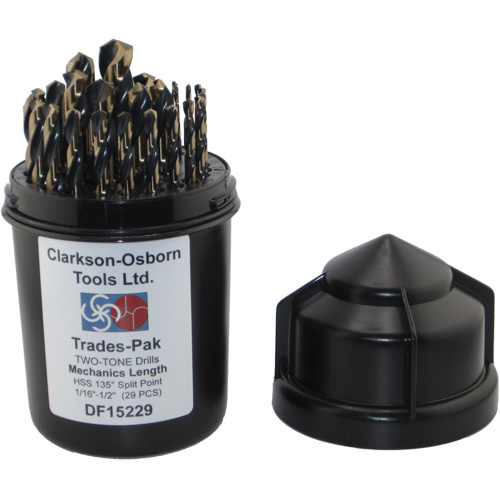 Two-Tone 29-Piece Mechanic's Drill Set, High Speed Steel Helyx Safety & Industrial Supplies