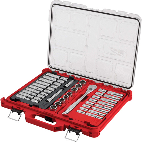 Ratchet & Socket Set with PACKOUT Low-Profile Organizer, 47 Pcs, 1/2" Drive Size, Deep Helyx Safety & Industrial Supplies