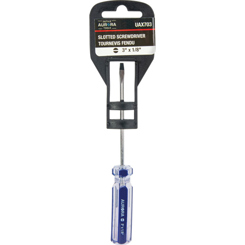 Blue Transparent Striped Slotted Screwdriver, 1/8" Tip, Round, Plastic Handle Helyx Safety & Industrial Supplies