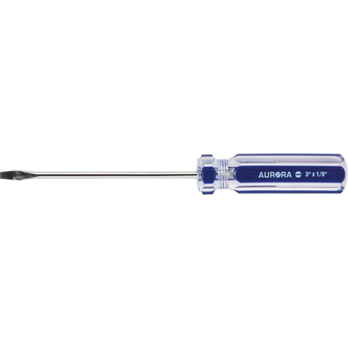 Blue Transparent Striped Slotted Screwdriver, 1/8" Tip, Round, Plastic Handle Helyx Safety & Industrial Supplies