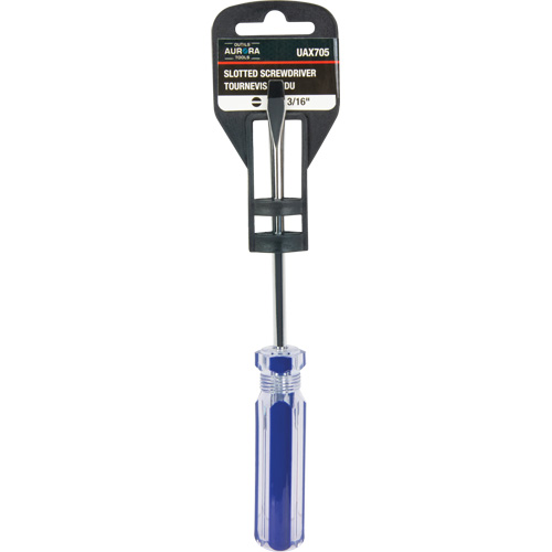 Blue Transparent Striped Slotted Screwdriver, 3/16" Tip, Round, Plastic Handle Helyx Safety & Industrial Supplies