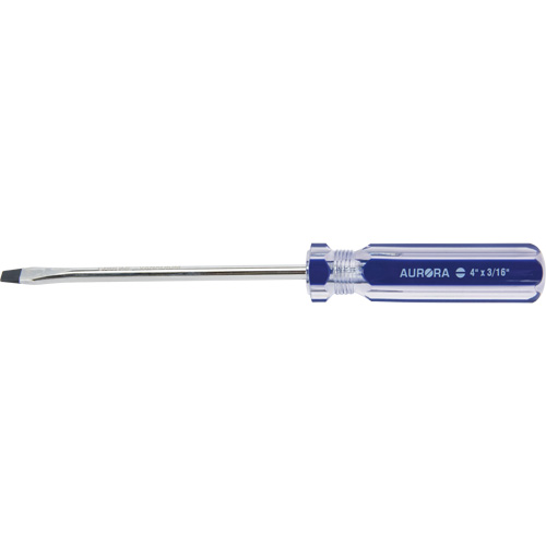 Blue Transparent Striped Slotted Screwdriver, 3/16" Tip, Round, Plastic Handle Helyx Safety & Industrial Supplies
