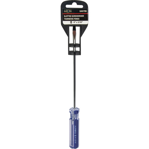 Blue Transparent Striped Slotted Screwdriver, 3/16" Tip, Round, Plastic Handle Helyx Safety & Industrial Supplies