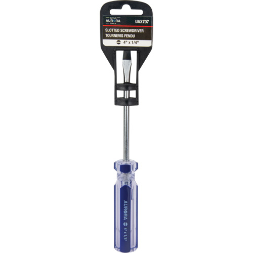 Blue Transparent Striped Slotted Screwdriver, 1/4" Tip, Round, Plastic Handle Helyx Safety & Industrial Supplies