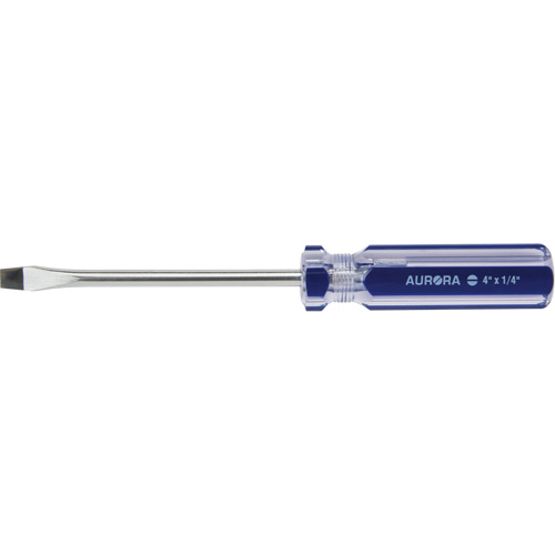 Blue Transparent Striped Slotted Screwdriver, 1/4" Tip, Round, Plastic Handle Helyx Safety & Industrial Supplies
