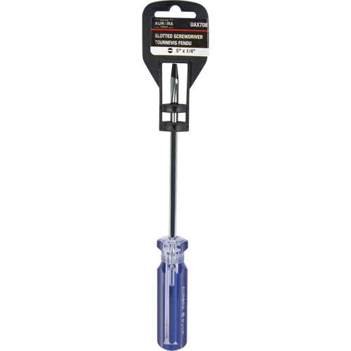 Blue Transparent Striped Slotted Screwdriver, 1/4" Tip, Round, Plastic Handle Helyx Safety & Industrial Supplies