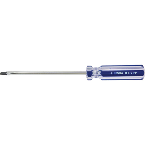 Blue Transparent Striped Slotted Screwdriver, 1/4" Tip, Round, Plastic Handle Helyx Safety & Industrial Supplies