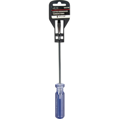 Blue Transparent Striped Slotted Screwdriver, 1/4" Tip, Round, Plastic Handle Helyx Safety & Industrial Supplies