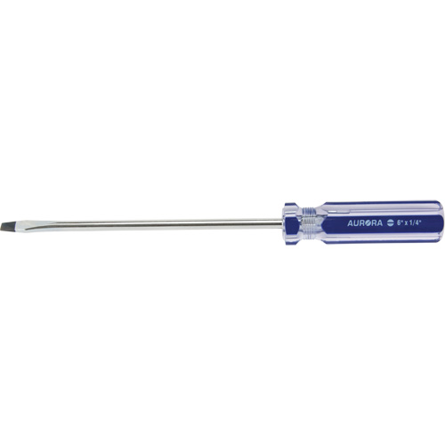 Blue Transparent Striped Slotted Screwdriver, 1/4" Tip, Round, Plastic Handle Helyx Safety & Industrial Supplies