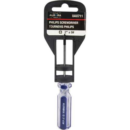 Tournevis Philips bleu transparent avec bandes, #0, Prise Plastique Helyx Safety & Industrial Supplies