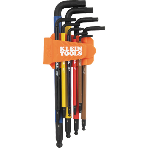 Jeu de cl&eacute; hex de style L extra longues et chromocod&eacute;es avec support, 9 mcx, Imp&eacute;rial Helyx Safety & Industrial Supplies