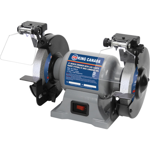 Bench Grinder with LED Lights, 6" Wheel Diameter, 3450 RPM Helyx Safety & Industrial Supplies