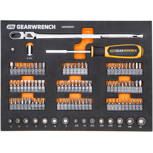 Jeu d'outils &agrave; t&ecirc;te &eacute;troite pour m&eacute;canicien dans un plateau de rangement en mousse Helyx Safety & Industrial Supplies
