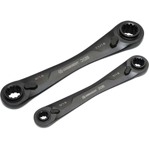 Jeu de cl&eacute;s SAE &agrave; rochet &agrave; cannelure d'oxyde noir X6 4-en-1, 2 morceaux, Imp&eacute;rial Helyx Safety & Industrial Supplies