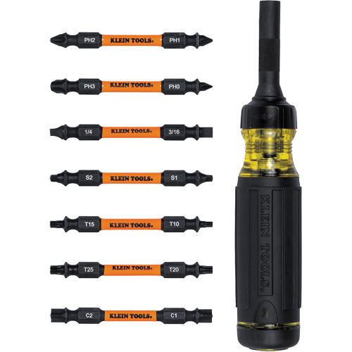 15-in-1 Ratcheting Impact-Rated Multi-Bit Torsion Zone Screwdriver, 9-1/2" L, Cushion Grip Handle Helyx Safety & Industrial Supplies