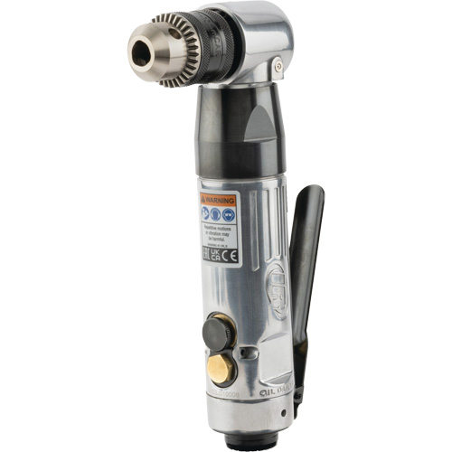 Angle Air Drill, 20.5 CFM, 1/4" NPT, 98 dBA, 3/8" Chuck, Keyed Helyx Safety & Industrial Supplies